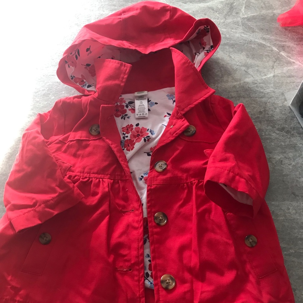 12M Little Me red coat
